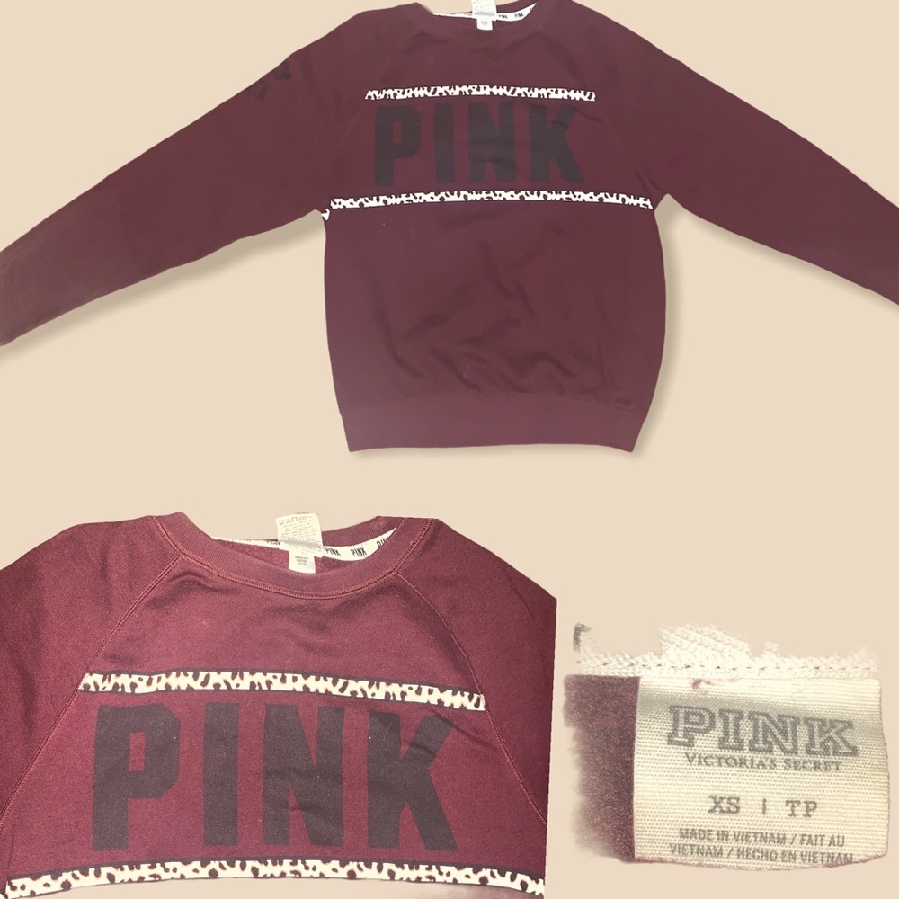 “Pink” plum colored, leopard detail sweatshirt